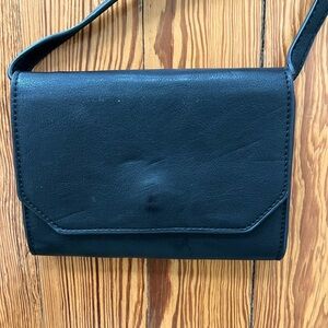 Small Black Leather Crossbody or Clutch Removable Strap